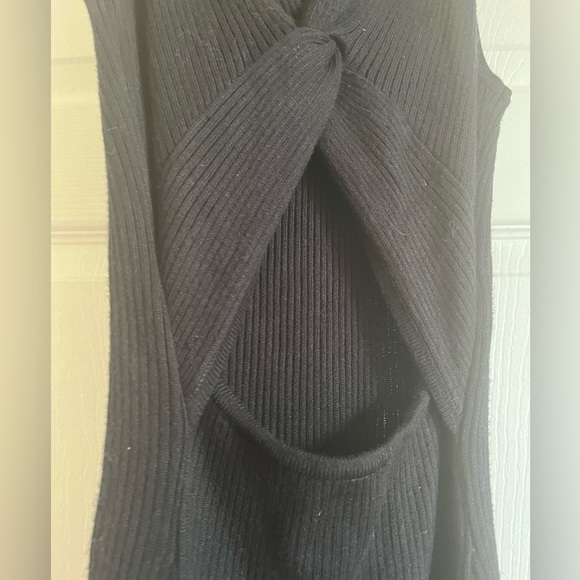 Cut Out Twist Ribbed Maxi Dress Stretch Hollow Out Long Minimalist Goth Y2K - Picture 7 of 8